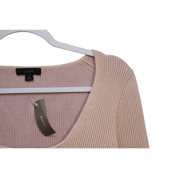 NWT J Crew Cropped Cardigan Sweater Large Ribbed Knit Low Cut Scoop Neck Preppy - Picture 6 of 11